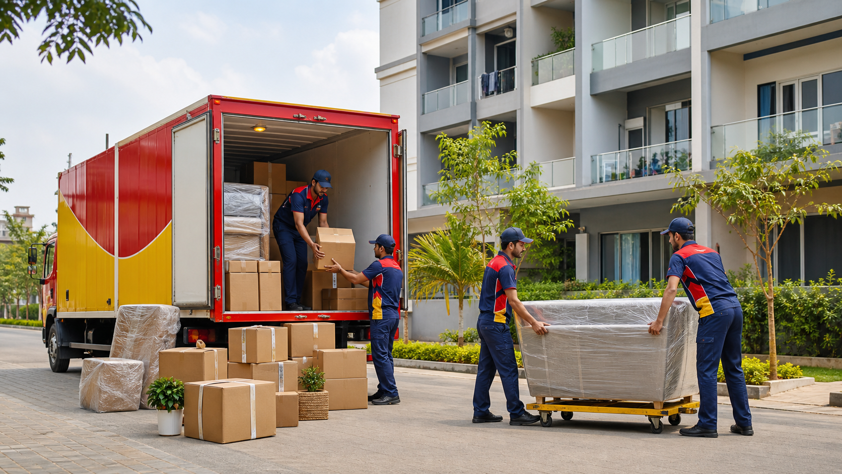 Premium moving truck and packers team loading goods in Gachibowli
